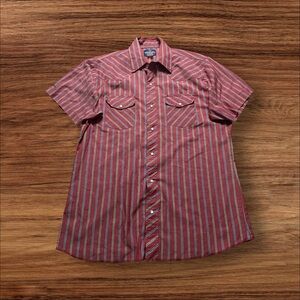 Vtg Wrangler Western Shirt Men’s Large Red Short Sleeve Pearl Snap